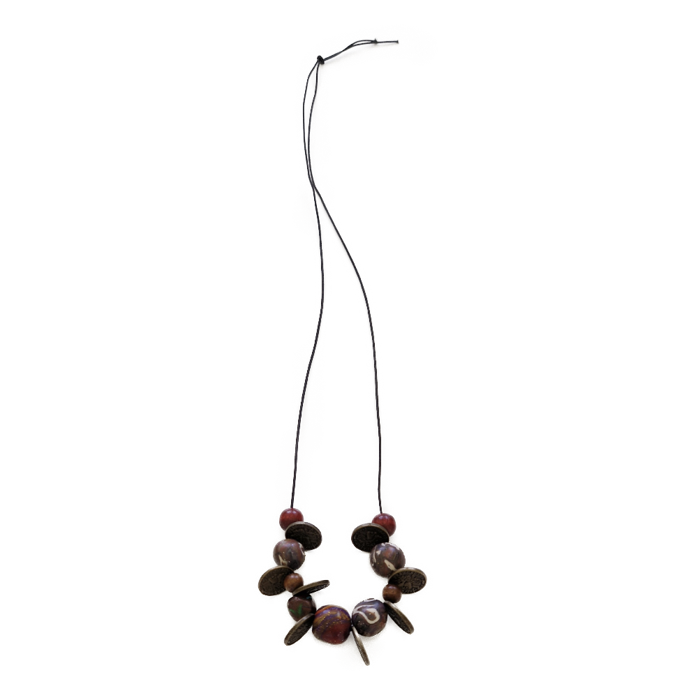 FIMO-Kette mit Gummiband Brauntöne