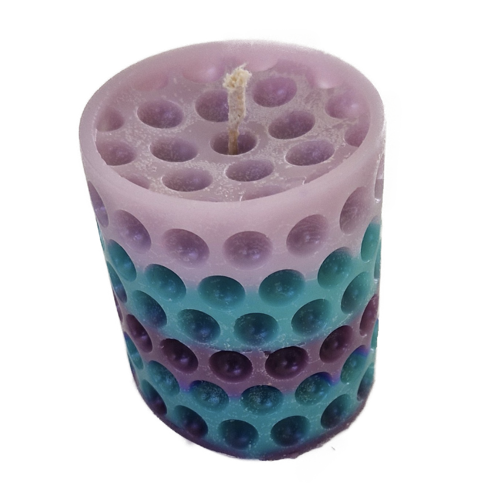 Kerze lila-türkis-violett