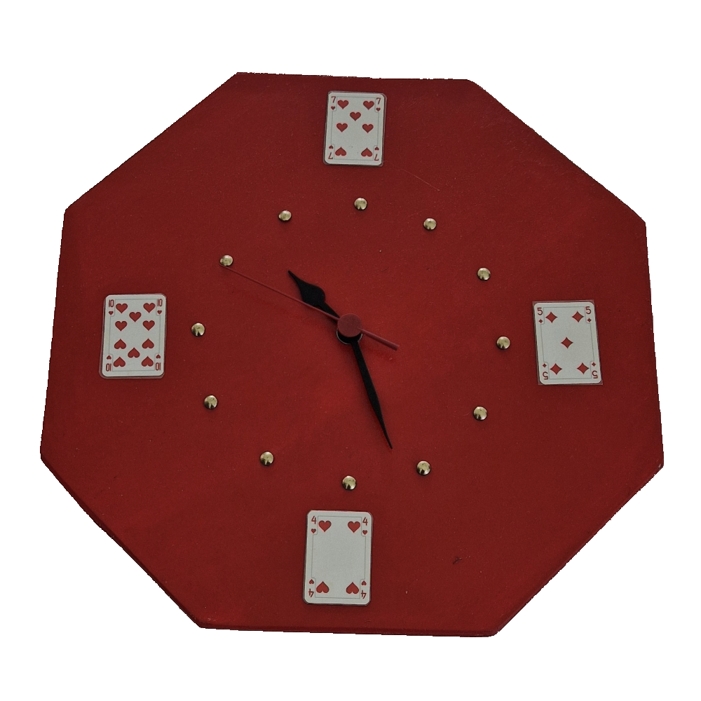 Holzuhr rot lackiert