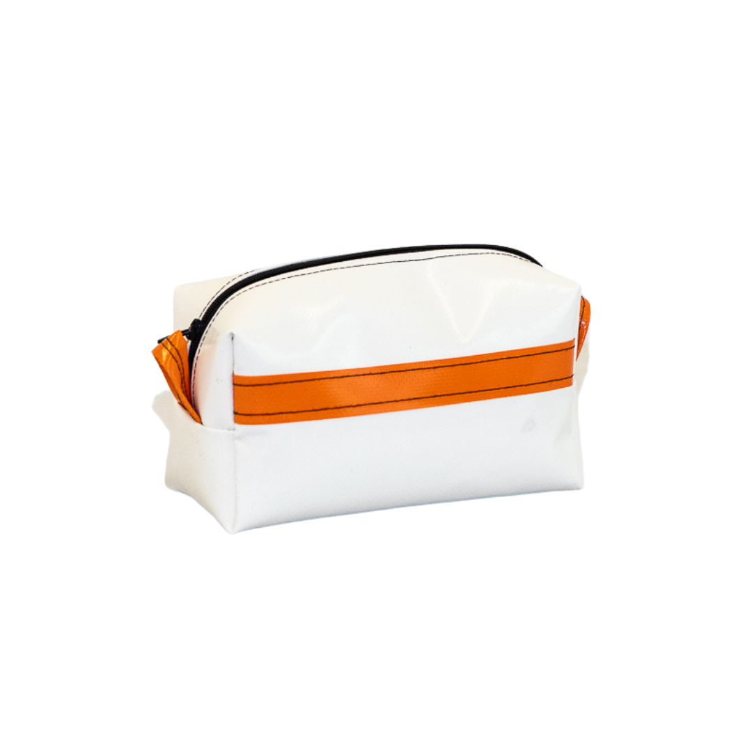 Kulturtasche Detlev – Weiß/Orange