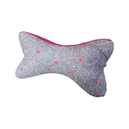 Leseknochen rosa-grau-anthrazit mit Katzenmotiv