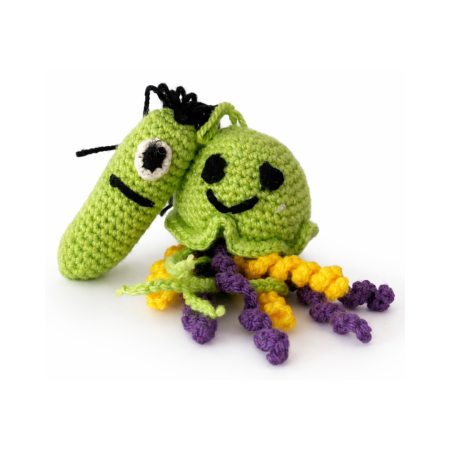 Kuscheltier gehäkelt "Plankton mit seiner Qualle"