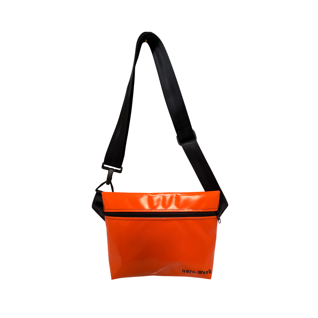 Cross-Body Bag "Ferdinand" in Orange mit Aufdruck "Häfn Werk"